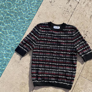 Thom Browne Striped Check Pattern Tweed Knit Sweater Holiday
